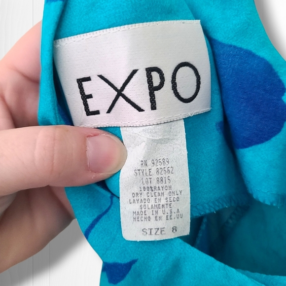 Expo Women's Blue Floral Long Sleeveless V-Neck Maxi Button Down Dress Size 8 - Picture 13 of 13